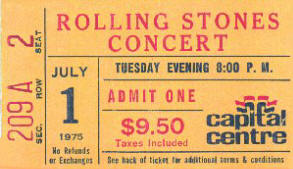 Stones ticket - Cap Centre 1975-07-01